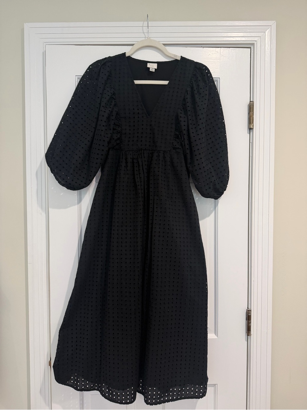 a new day Black Eyelet Midi Dress